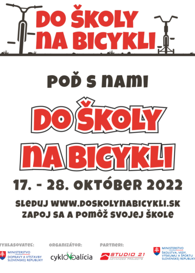 Plagát Do školy na bicykli, biele pozadie